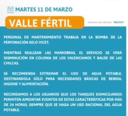 ⚠️ Aviso para Valle Fértil ⚠️