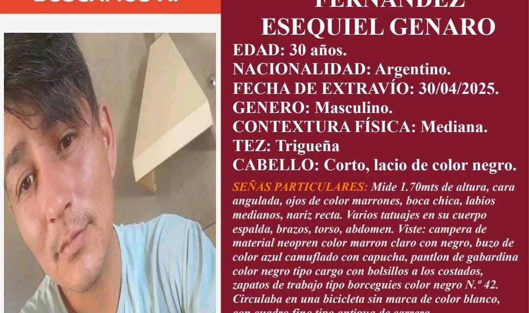 Preocupación en San Juan por la desaparición de Ezequiel Genaro Fernández