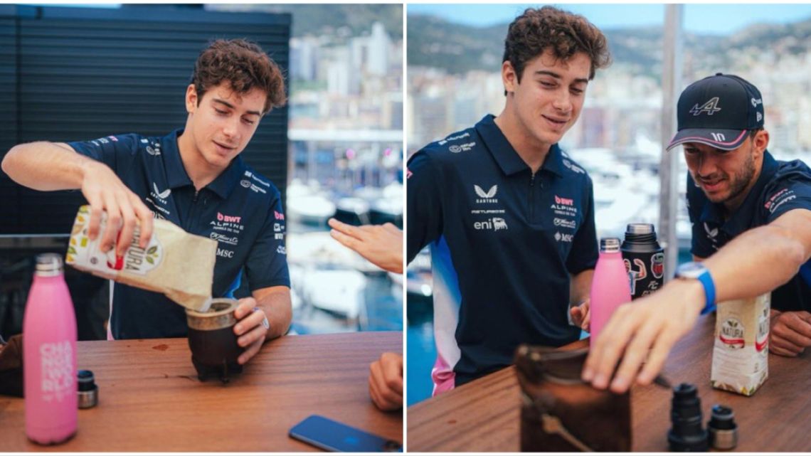 El mate llegó al paddock de Alpine: entre risas, Colapinto le enseñó a Gasly cómo se toma en Argentina