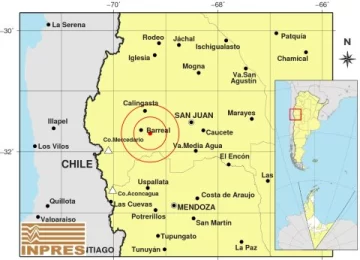Un sismo de 4,5 grados se registró este domingo en la provincia de San Juan