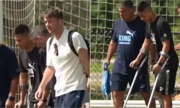 El «Diablito» Echeverri fue visto con muletas y preocupa al Manchester City: ¿se pierde lo que resta del Mundial de Clubes?