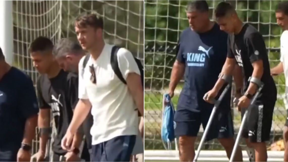 El «Diablito» Echeverri fue visto con muletas y preocupa al Manchester City: ¿se pierde lo que resta del Mundial de Clubes?