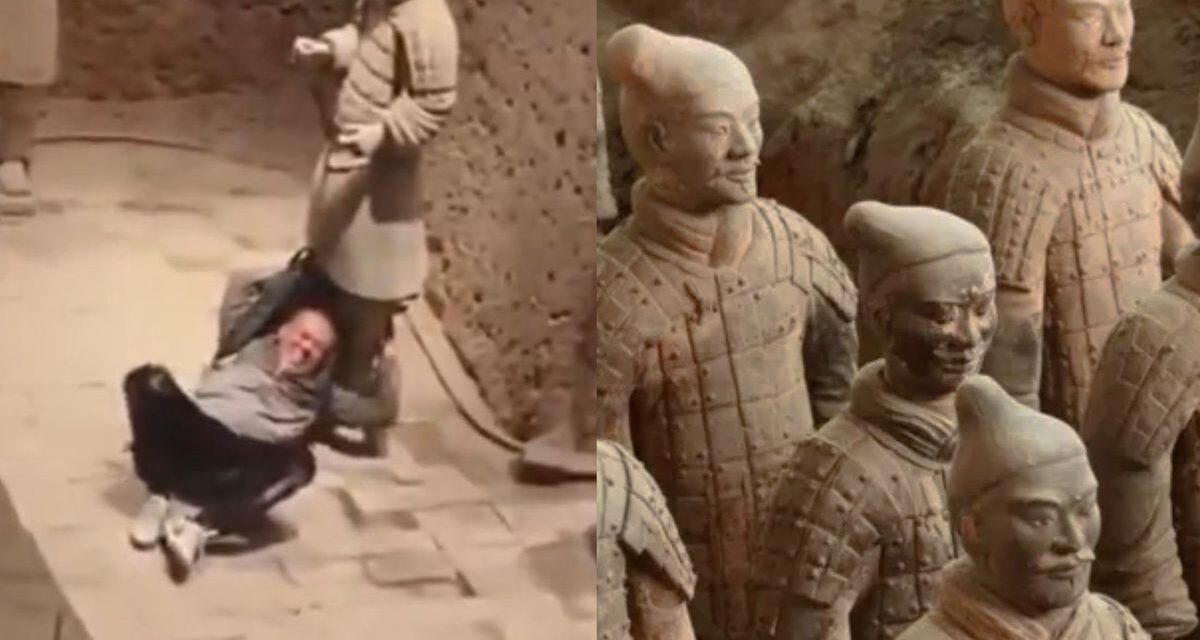Un hombre saltó una valla, cayó sobre los soldados de terracota y dañó Patrimonio de la Humanidad