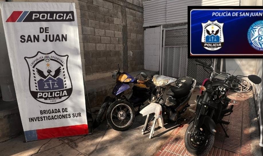 Golpe al robo de motos en Rivadavia: Secuestran tres vehículos, uno recién robado