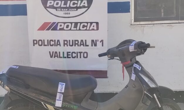 Moto robada recuperada en Vallecito