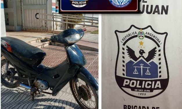 Moto adulterada y menor implicado en Pocito