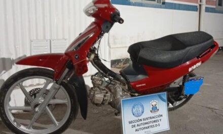 Recuperaron en Santa Lucía una moto robada