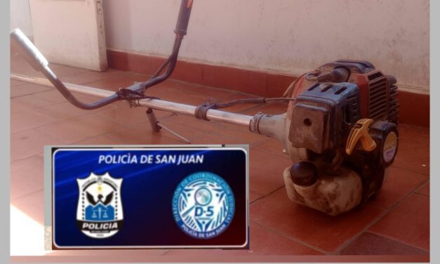 Robo en Pocito: La Policía recuperó una motoguadaña tras allanamientos