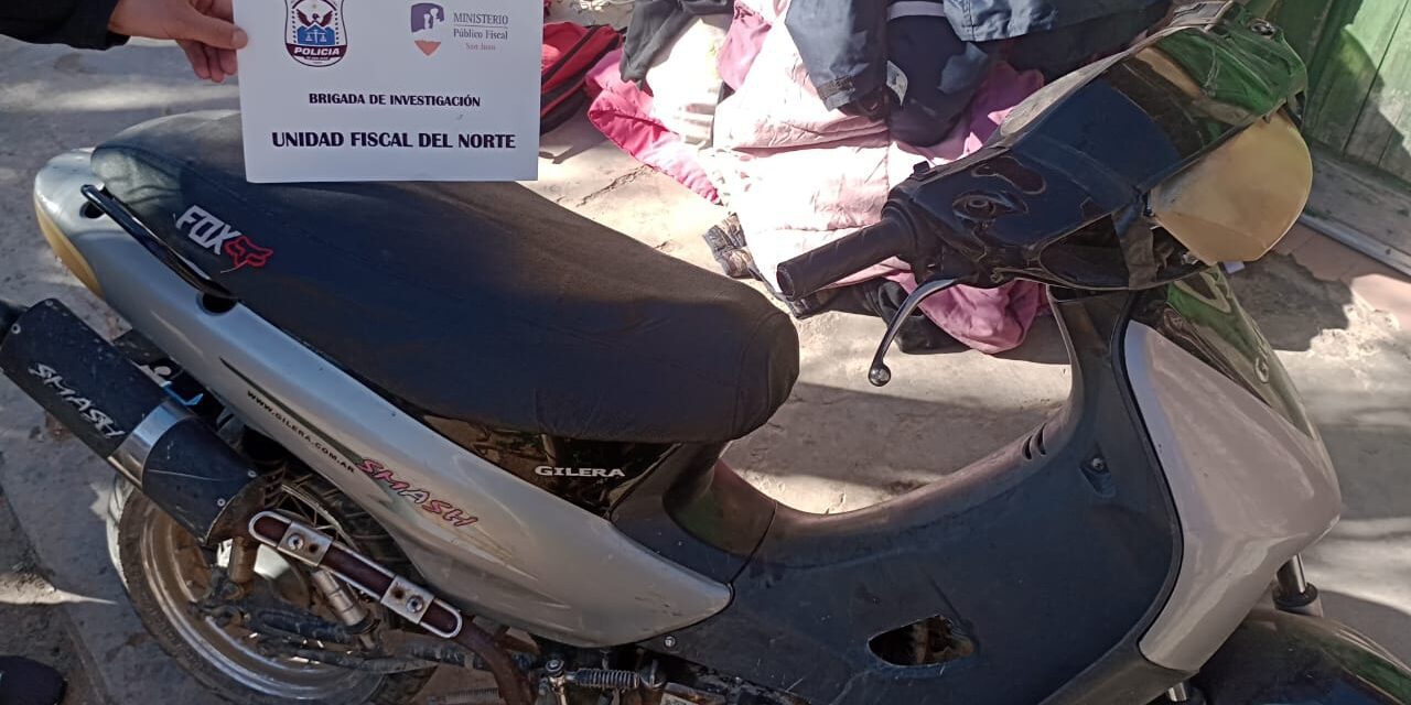 Detuvieron a un hombre por robo en Jáchal: Recuperaron una moto y varios objetos
