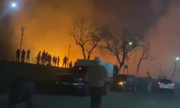 Impactante incendio en pastizales sobre Ruta 40 y Calle Rawson en Albardón