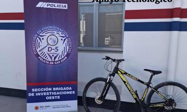 Allanamiento en Rawson: Recuperan un celular robado y una bicicleta