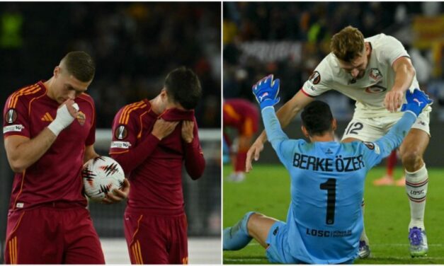 Roma perdió 1-0 ante Lille y vivió una insólita secuencia al errar tres penales seguidos