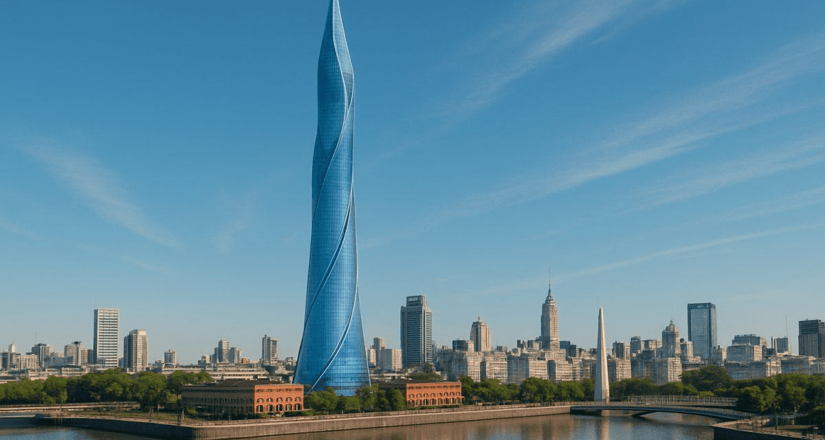 Así se vería la torre más alta del mundo emplazada en Buenos Aires, según la IA