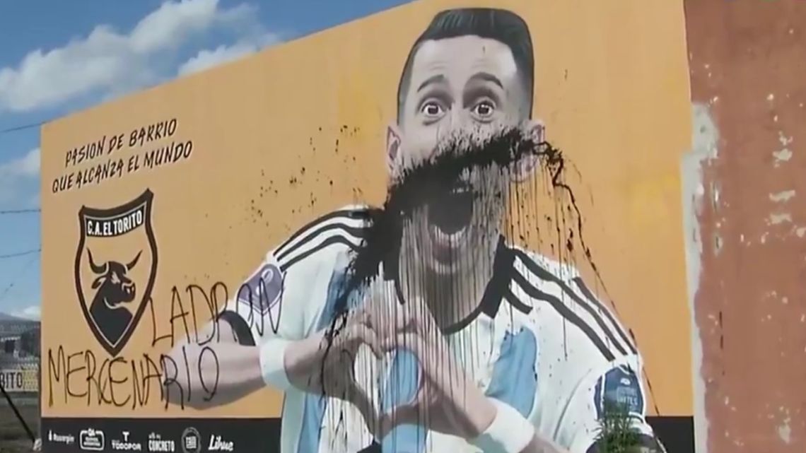 Vandalizaron un mural de Ángel Di María tras la coronación de Rosario Central