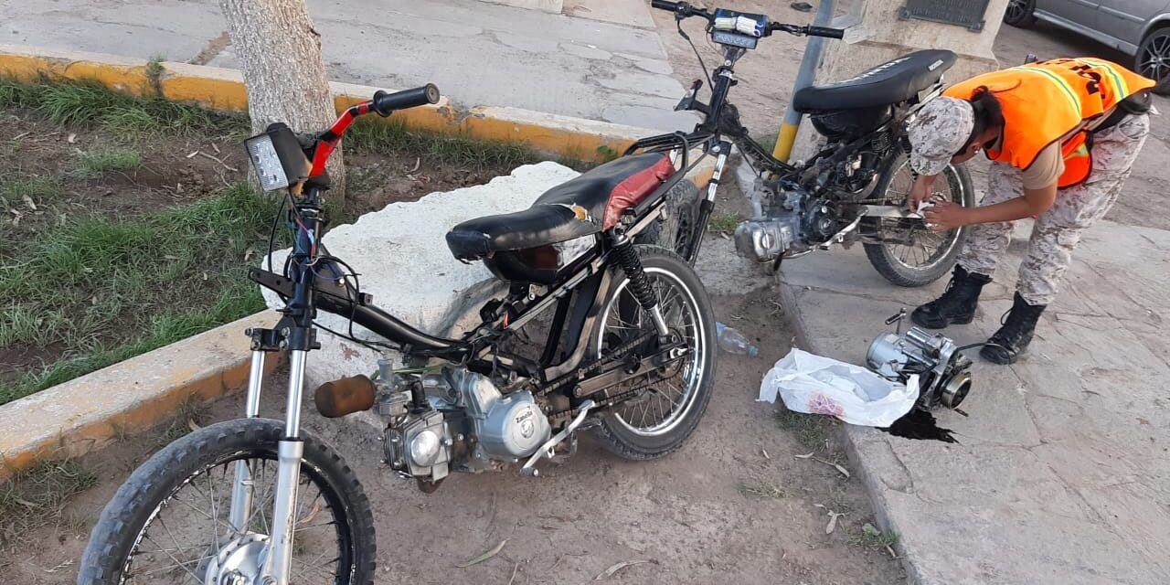 Albardón: Detuvieron a tres jóvenes con motos y un motor con numeración adulterada