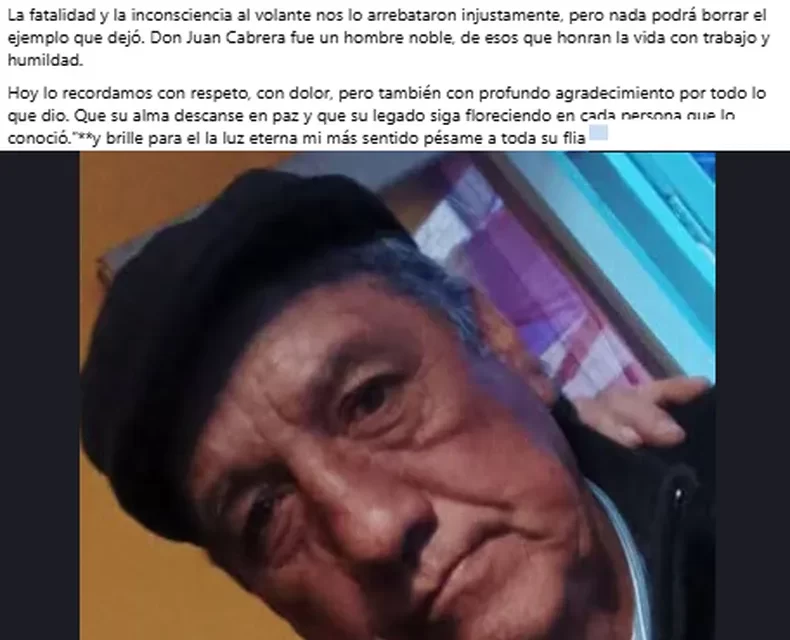 Mirá la historia de Don Cabrera, el verdulero que perdió la vida en el choque fatal de Pocito