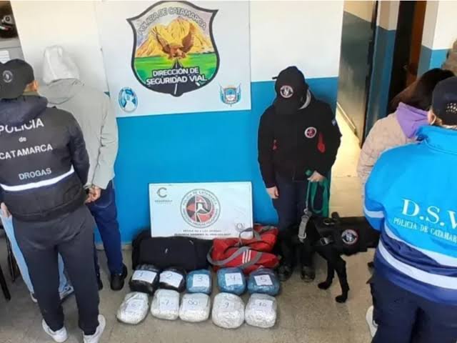 Detienen en Catamarca a un micro que venía de Salta hacia San Juan con 65 kilos de marihuana