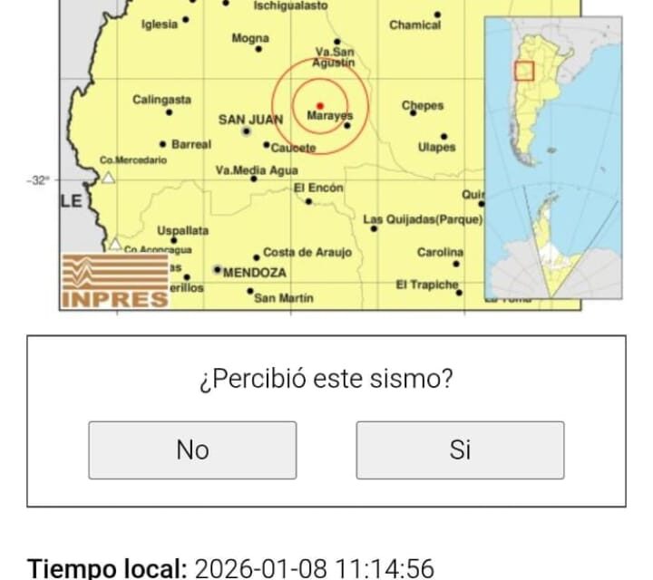 Sismo de magnitud 4,8 sacudió San Juan y se sintió en varios departamentos