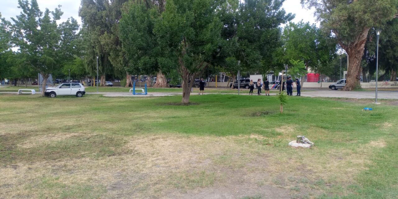 Investigan cómo un auto terminó dentro de la plaza detrás de la Terminal de Ómnibus