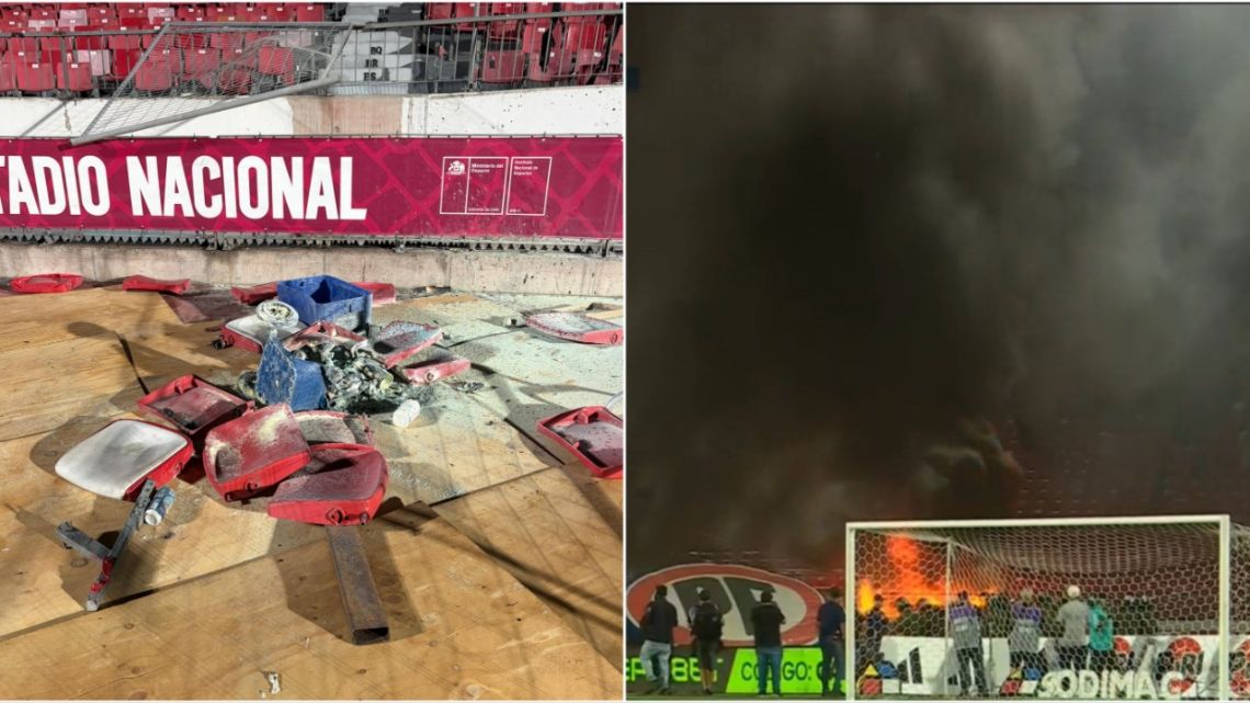 La barra de la U de Chile provocó incendios, enfrentamientos y caos en el Estadio Nacional