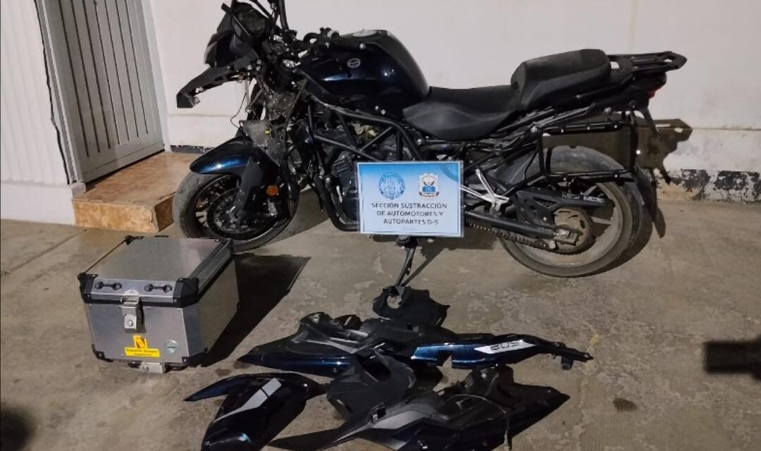 Moto robada, desarmada y escondida: la encontraron a tiempo en un descampado de Chimbas