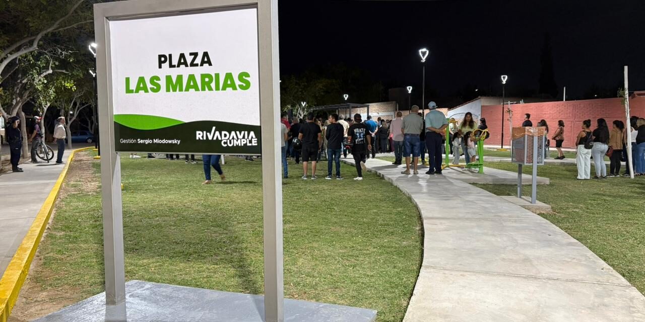 Renovaron la Plaza Las Marías en Rivadavia: Nuevas veredas, luces LED y espacios recreativos