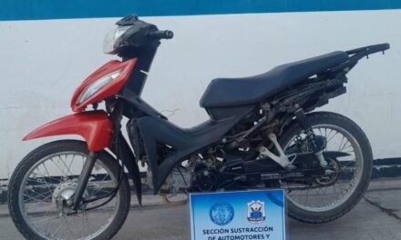 Recuperan en Chimbas una moto robada en Capital tras un operativo policial