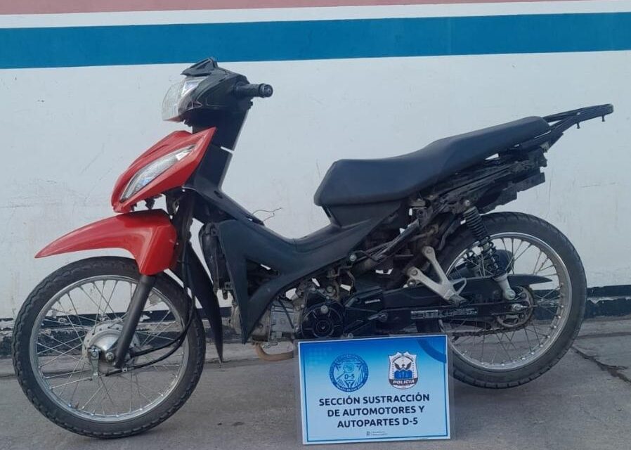 Recuperan en Chimbas una moto robada en Capital tras un operativo policial