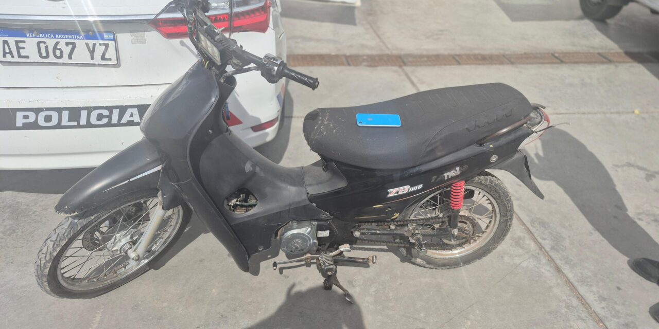 Recuperaron en Pocito una moto robada en Rawson tras una investigación policial