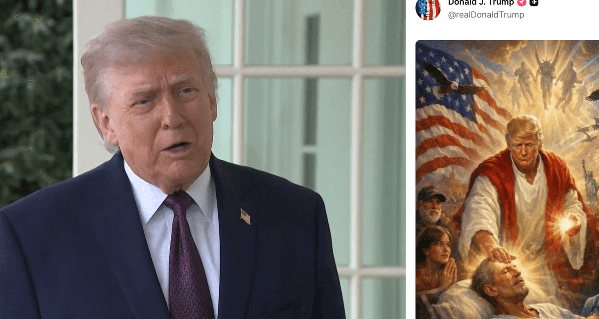 Donald Trump publicó una imagen que lo muestra como Jesús y dijo que en realidad era un retrato suyo como doctor