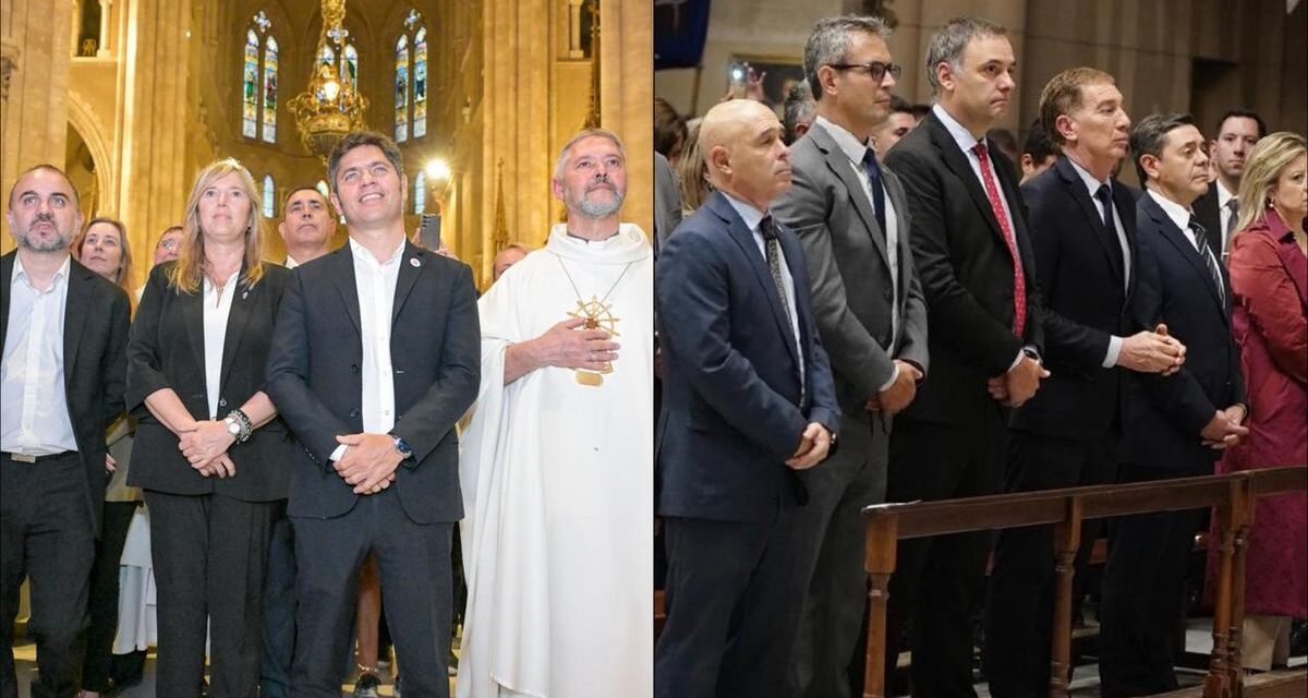 Manuel Adorni y Axel Kicillof participaron en Luján de la misa por el primer aniversario de la muerte del papa Francisco