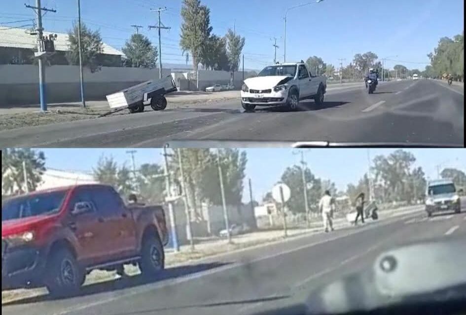 Violento accidente frente al Aeropuerto Sarmiento: una camioneta no logró esquivar un carro