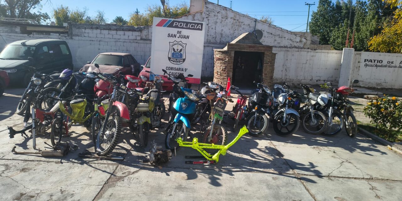 Desbarataron talleres clandestinos y secuestraron 20 motos por picadas ilegales en Caucete