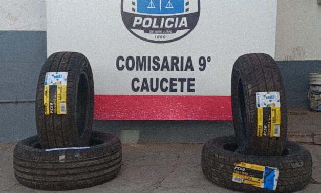 Recuperaron cubiertas robadas de una gomería en Caucete y buscan a los autores