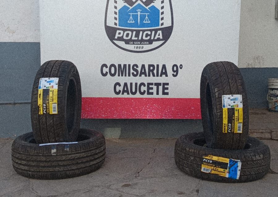 Recuperaron cubiertas robadas de una gomería en Caucete y buscan a los autores