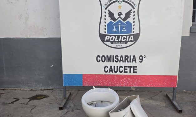 Caucete: Robaron un inodoro y la Policía lo encontró durante un rastrillaje