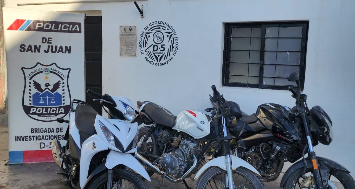 Cayeron tres motos robadas en Mendoza en solo 48 horas durante operativos en 25 de Mayo