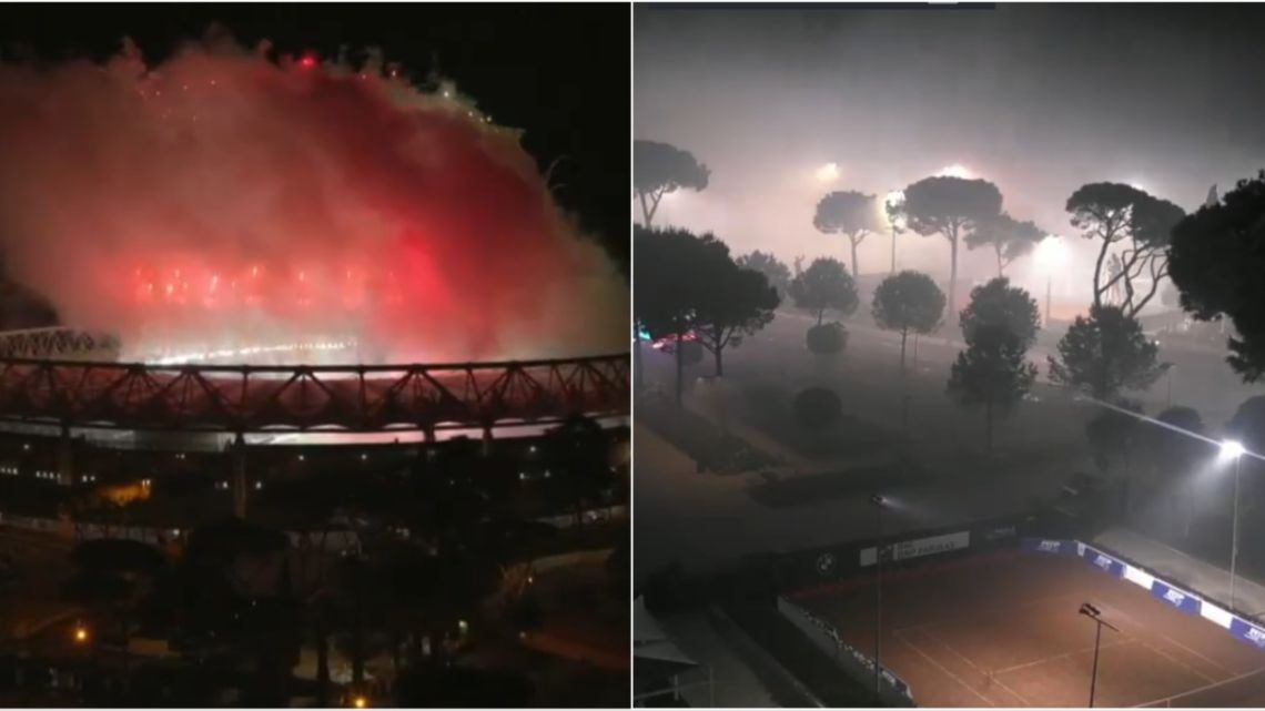 Insólito: el humo de los festejos del Inter hizo que se frene un partido del Masters 1000 de Roma