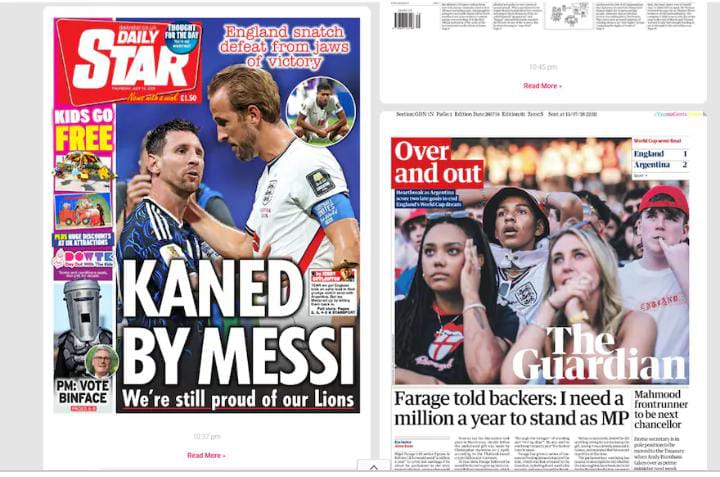 Del “Messi mágico” al “corazón roto”: así reaccionó la prensa inglesa tras la victoria de Argentina