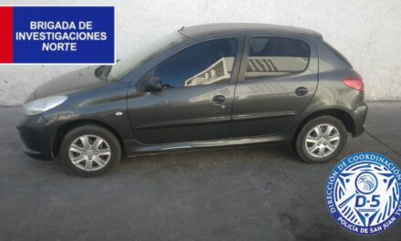 Hallaron en Capital un Peugeot robado en Mendoza y secuestrado por una causa de robo calificado