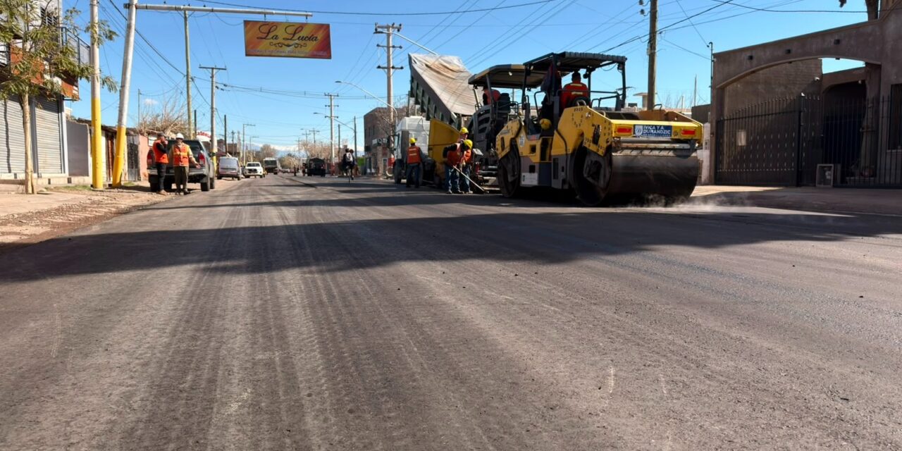 La repavimentación de avenida Benavídez ya completó casi un kilómetro y sigue avanzando en Chimbas