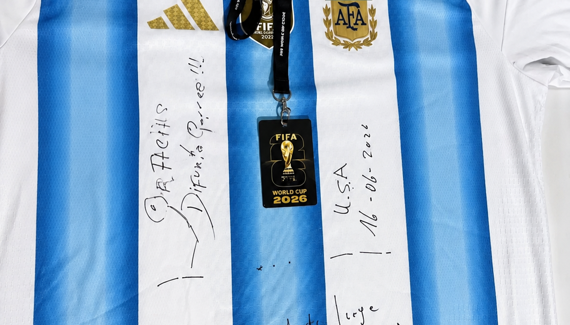 La Difunta Correa exhibe una camiseta mundialista firmada por la Selección Argentina