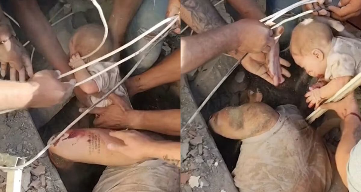 Un hombre rescató a un bebé tras escuchar un susurro entre los escombros