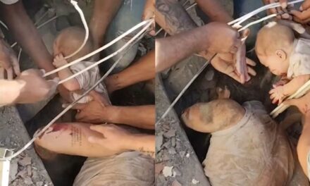 Un hombre rescató a un bebé tras escuchar un susurro entre los escombros