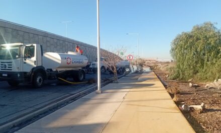 Chimbas trabaja para desagotar los laterales de la Ruta 40 tras los anegamientos