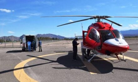 Un bebé recién nacido fue trasladado en helicóptero desde Jáchal al Hospital Rawson