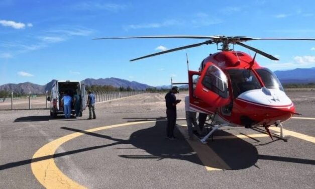 Un bebé recién nacido fue trasladado en helicóptero desde Jáchal al Hospital Rawson