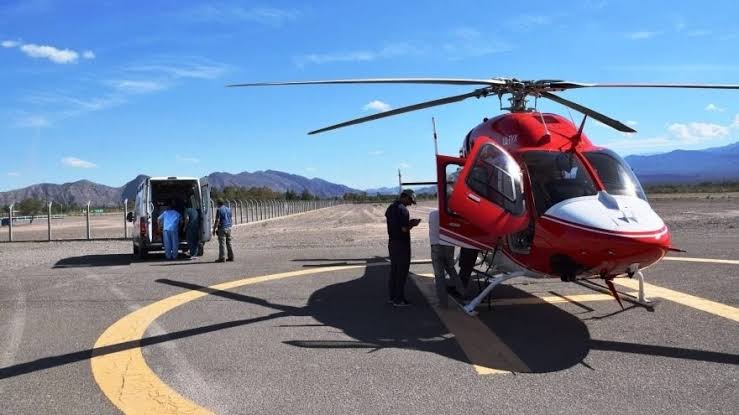 Un bebé recién nacido fue trasladado en helicóptero desde Jáchal al Hospital Rawson