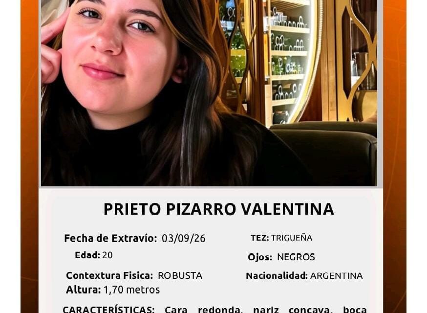 Encontraron a Valentina Prieto Pizarro, la joven que era buscada desde este jueves