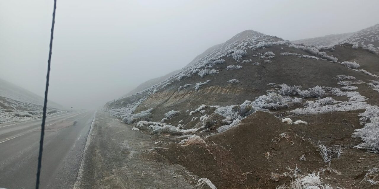 Así está el Alto del Colorado: hielo, escarcha y niebla complican el tránsito en la Ruta 149